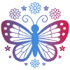 Gradient butterfly with flowers