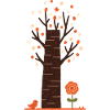 Whimsical Blossom Tree with Bird