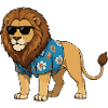 Löwe im Hawaii-Outfit