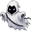 Ghost with chain and purple eyes