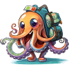 Oktopus Entdecker mit Rucksack