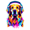 Golden Retriever with Headphones