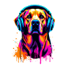 Golden Retriever mit Kopfhörer