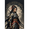 Dunkle Samurai Kriegerin im Kimono