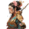 Geisha-Kriegerin mit Kirschblüten