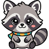 Cuddly raccoon with scarf