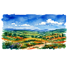 Panorama aquarelle paysager