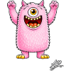 Rosa Monster mit fröhlichem Auge