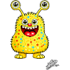 Yellow Monster with Confetti Polka Dots