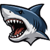 Angry Shark Head Cartoon Print