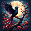 Blauer Phönix unter Vollmond