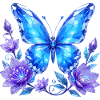 Blauer Kristallschmetterling mit Blumen