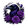 Night crow and purple roses