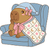 Sleepy Capybara Moonlit Blanket -Pastel Lullaby 