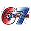 67 Neon – Rotes Blaues Sternen-Design