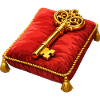 Golden Key on Red Cushion