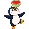 Cute Penguin Cartoon Melon Balancing Summer