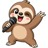 Cute Sloth Cartoon Karaoke Singer Musician