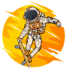 Astronaut Skateboard Sprung