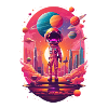 Astronaute sur la planète néon