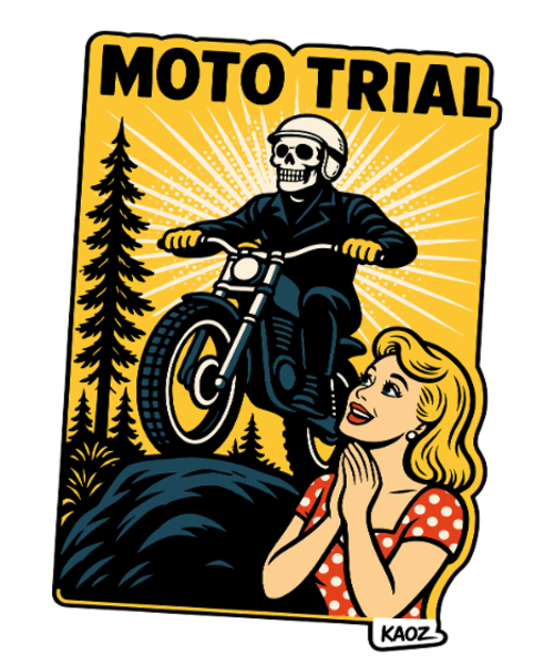 Moto Trial Skelett Retro Jubel