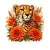 Cheetah in autumn blossom frame