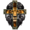 Lion with Jesus Cross Christian Religion