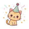 Chaton festif au chapeau bleu
