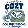 Level Up Cozy Pause Gamer Design