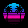 Neon Palm Sunset Circle