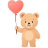 Ours tendre avec ballon au cœur