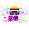 Neon 80s Boombox Sunset
