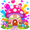Buntes Pilzhaus Zauber