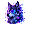 Neon wolf with VRBrille