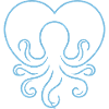 Heart Octopus Line Art