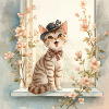 Whimsical Cat on Windowsill