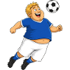 Fußballspieler springt  zum Ball