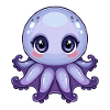 Kawaii Big Eyes Purple Octopus