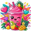 Kawaii Pink Smoothie with Fruits