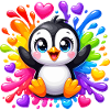 Pinguin Farbherzen Spritzer