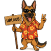 Urlaub Hund im Hawaii-Hemd