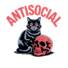 Antisocial Katze mit Totenkopf Mystisch