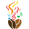 Coffee beans with music notes