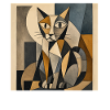 Cubist Cat Figurine in Geometry