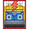 Buntglas-Boombox-Illustration