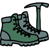 Wanderschuhe Eispickel Bergsteiger Alpen Wanderer