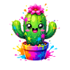Cactus Joyeuses Fleurs Éclaboussurées