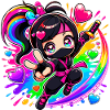 Regenbogen Ninja mit Herzen