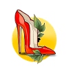 Roter Highheel mit Blattakzent