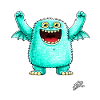 Monstre turquoise joyeux